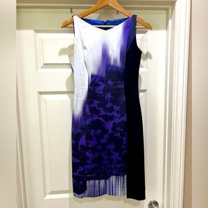 Elie Tahari Sleeveless Purple, Blue, Black White Dress Size 0